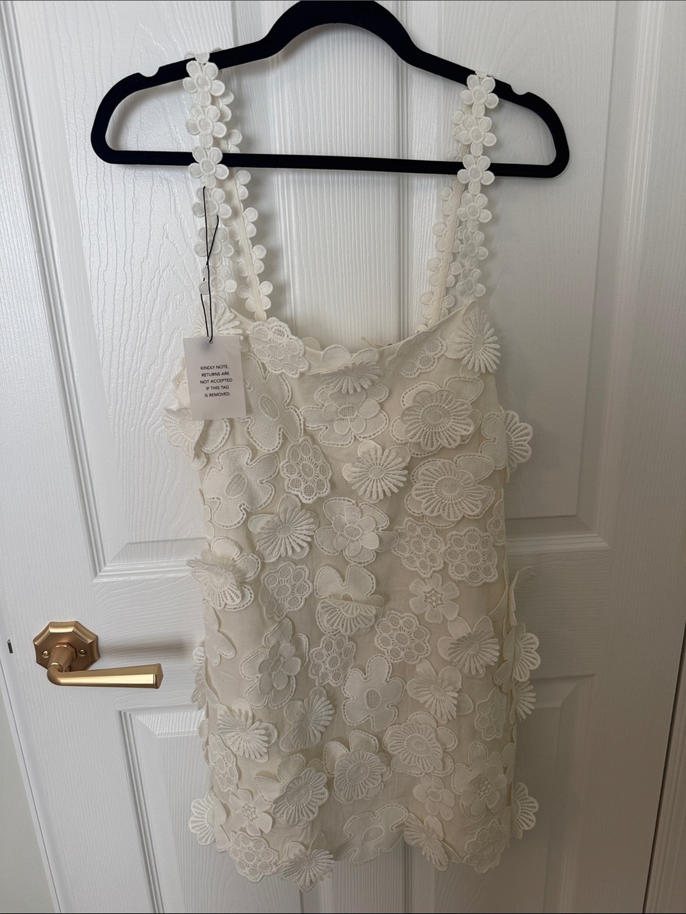 Tularosa Cream Floral Appliqué Lace Slip Dress